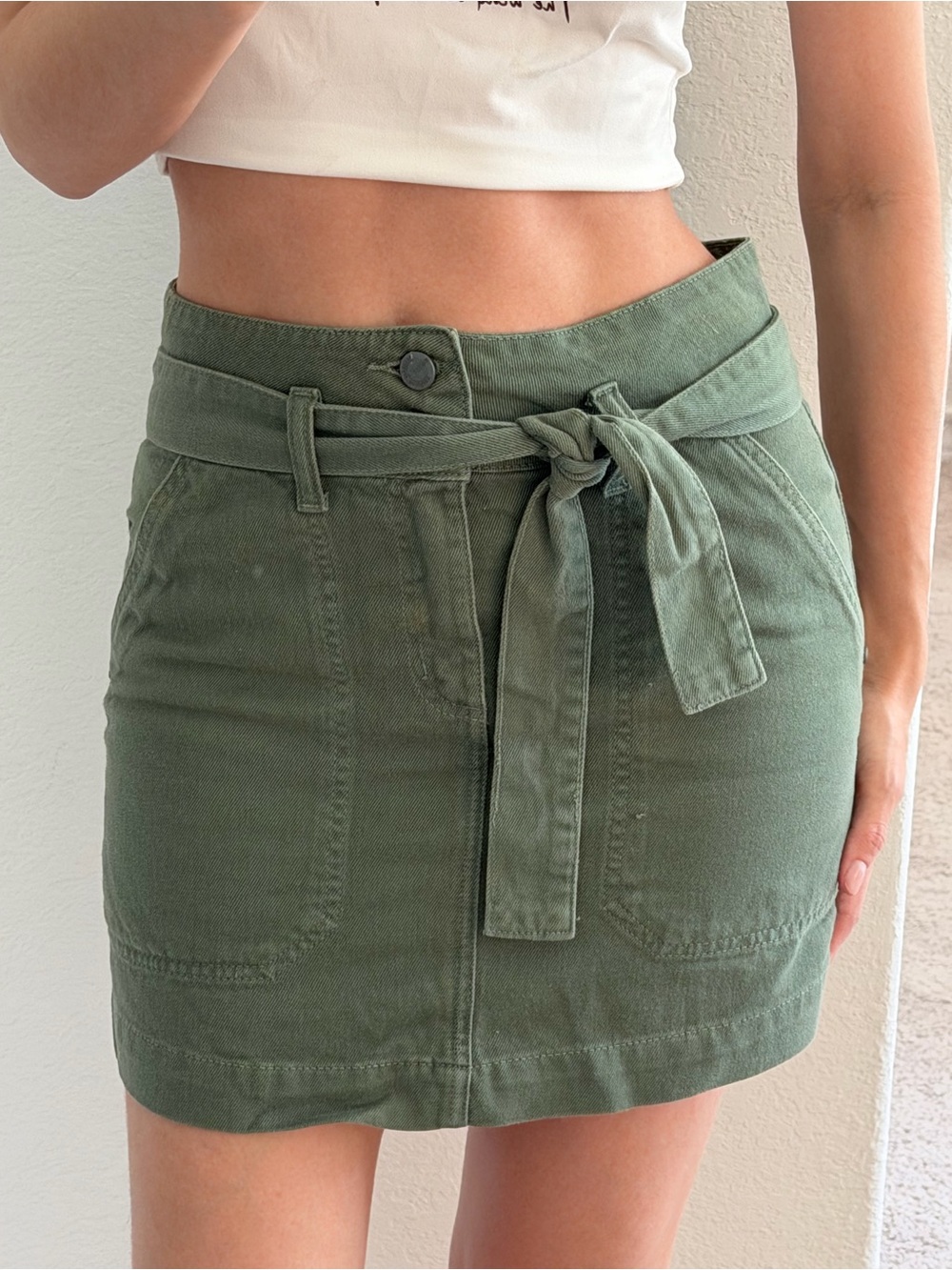 Handbook Olive Green Utility Mini Skirt Size US 6